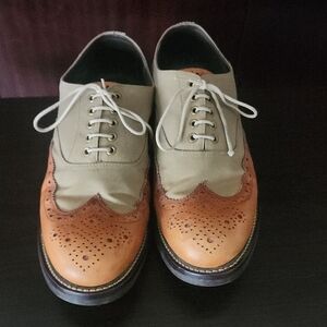 Barbour wingtip broguesElegant Tan and Cream Men's Brogue Oxfords